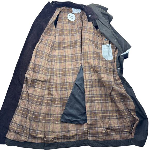 NEW Chloe X Barbour Dany Waxed Long Trench Coat Ruffles Brown Size 12 - Picture 13 of 15